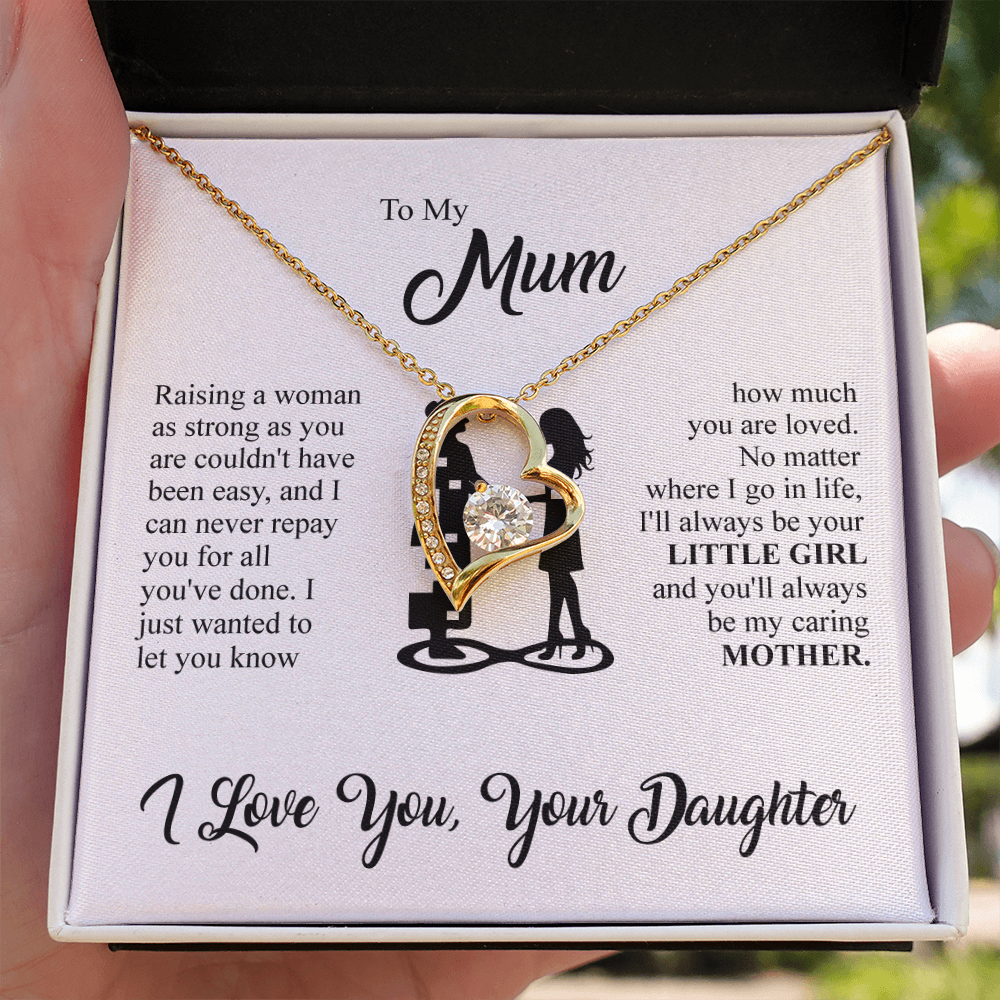 To My Loved Mother - Heart Necklace - Gold