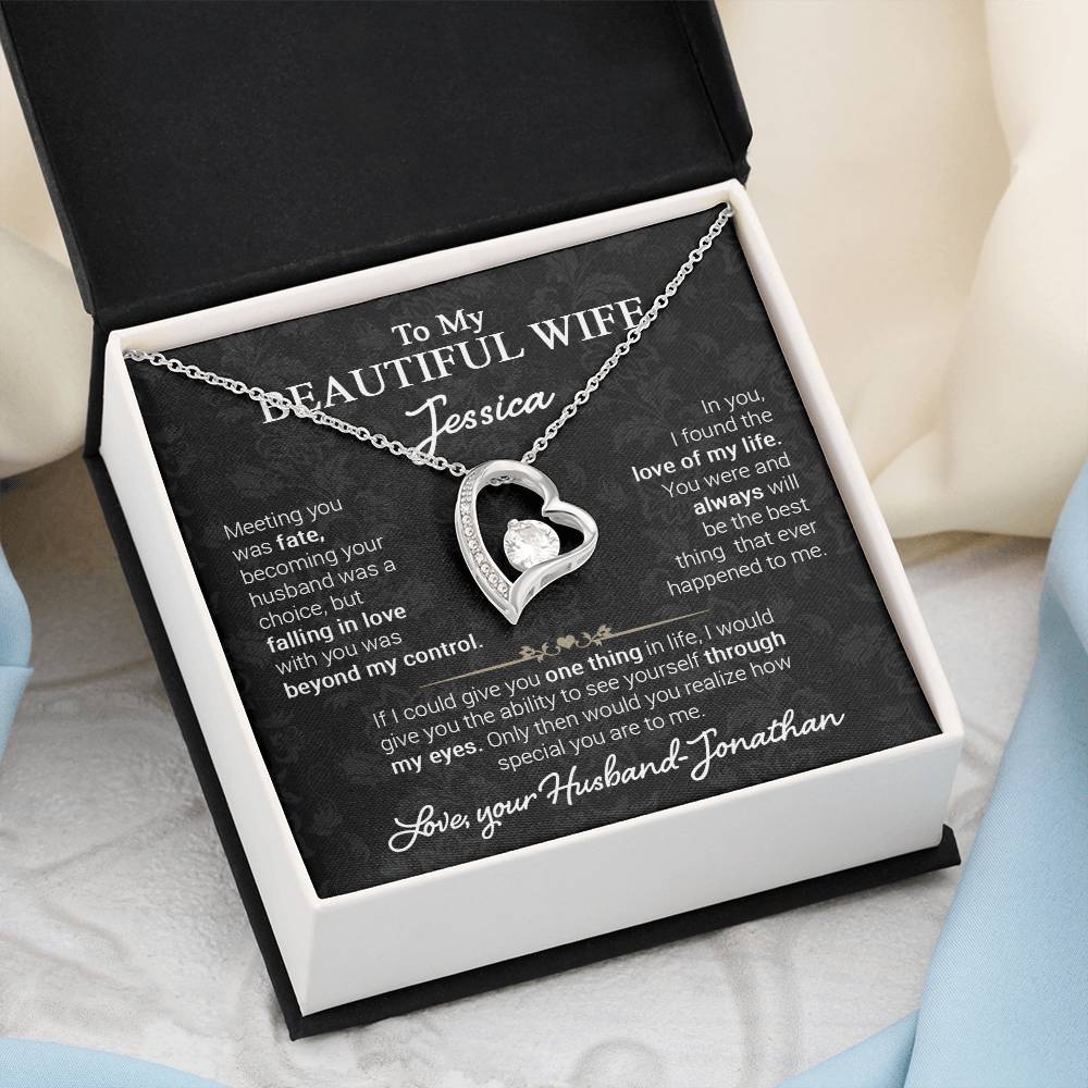 To my Beautiful Wife - Personalizable Heart necklace