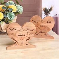 Wooden hearts - Family puzzle decoration