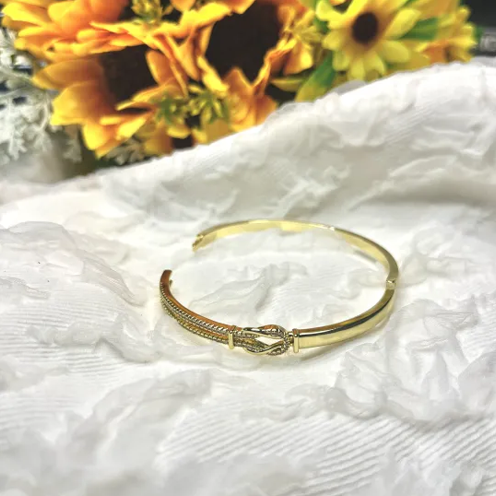 Knot Tied By God Mother-Daughter Bangle - Gold