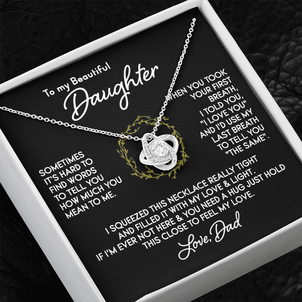 To my Daughter - Your First Breath - Knot Necklace