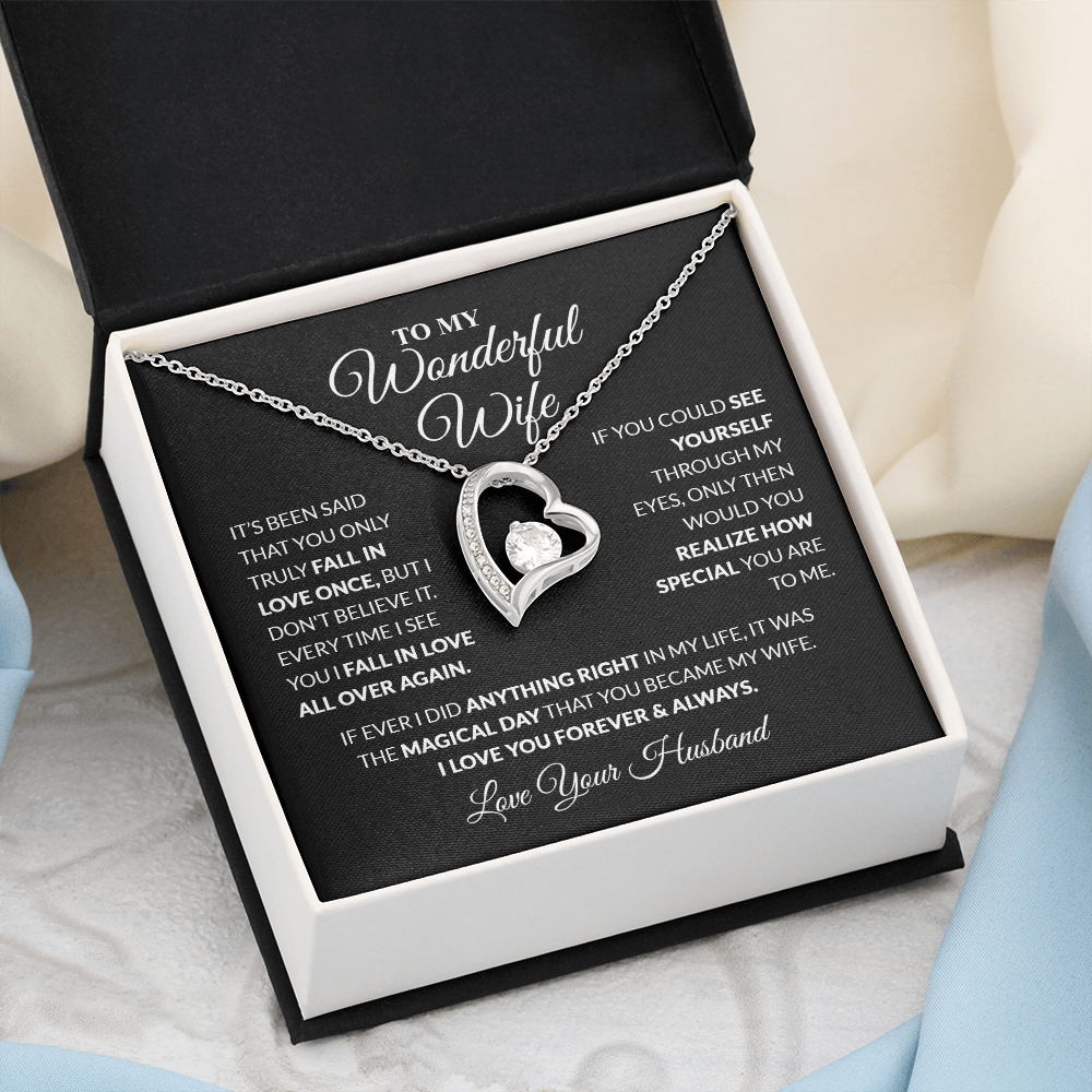 To My Wonderful Wife - Love, Your Husband - Heart Necklace