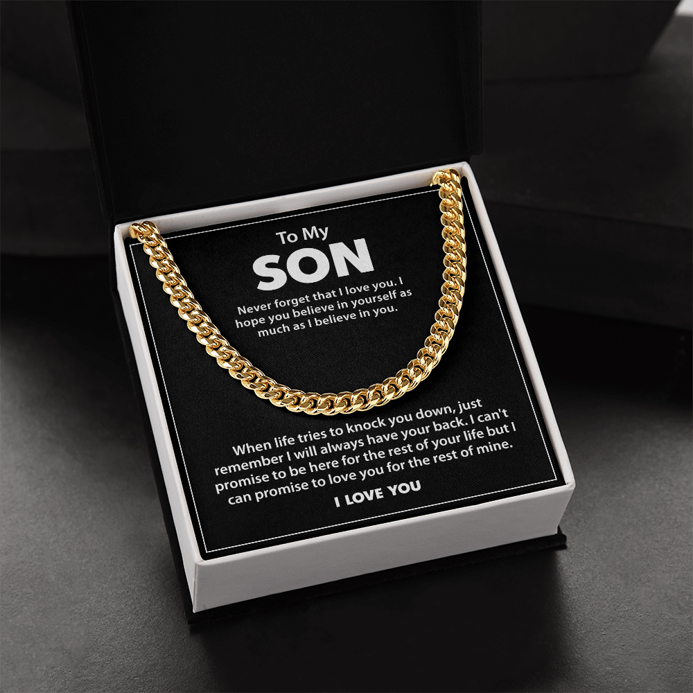 To My Son - Never Give Up Necklace - Gold