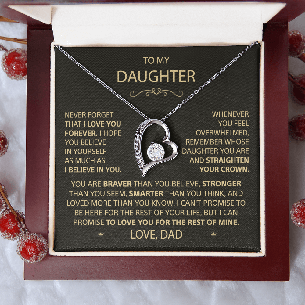 To my Daughter - I love you so much, Dad - Heart Necklace