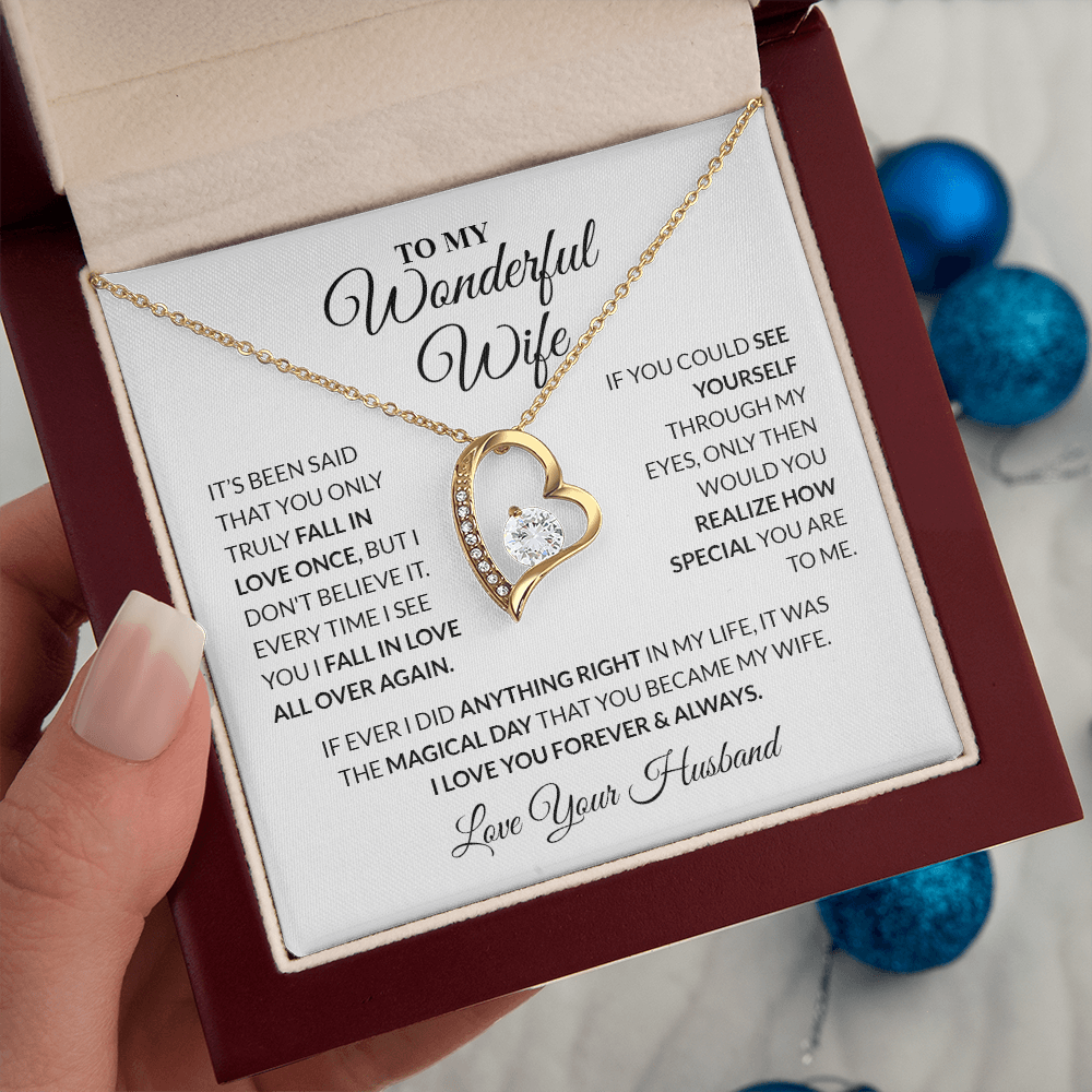 To My Wonderful Wife - Heart Necklace