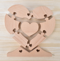 Wooden hearts - Family puzzle decoration