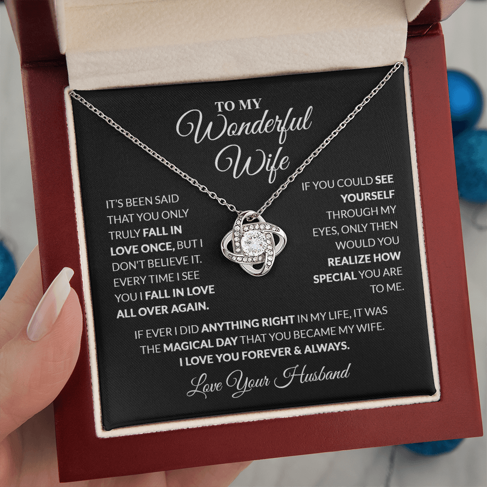 To My Wonderful Wife - Love, Your Husband - Knot Necklace