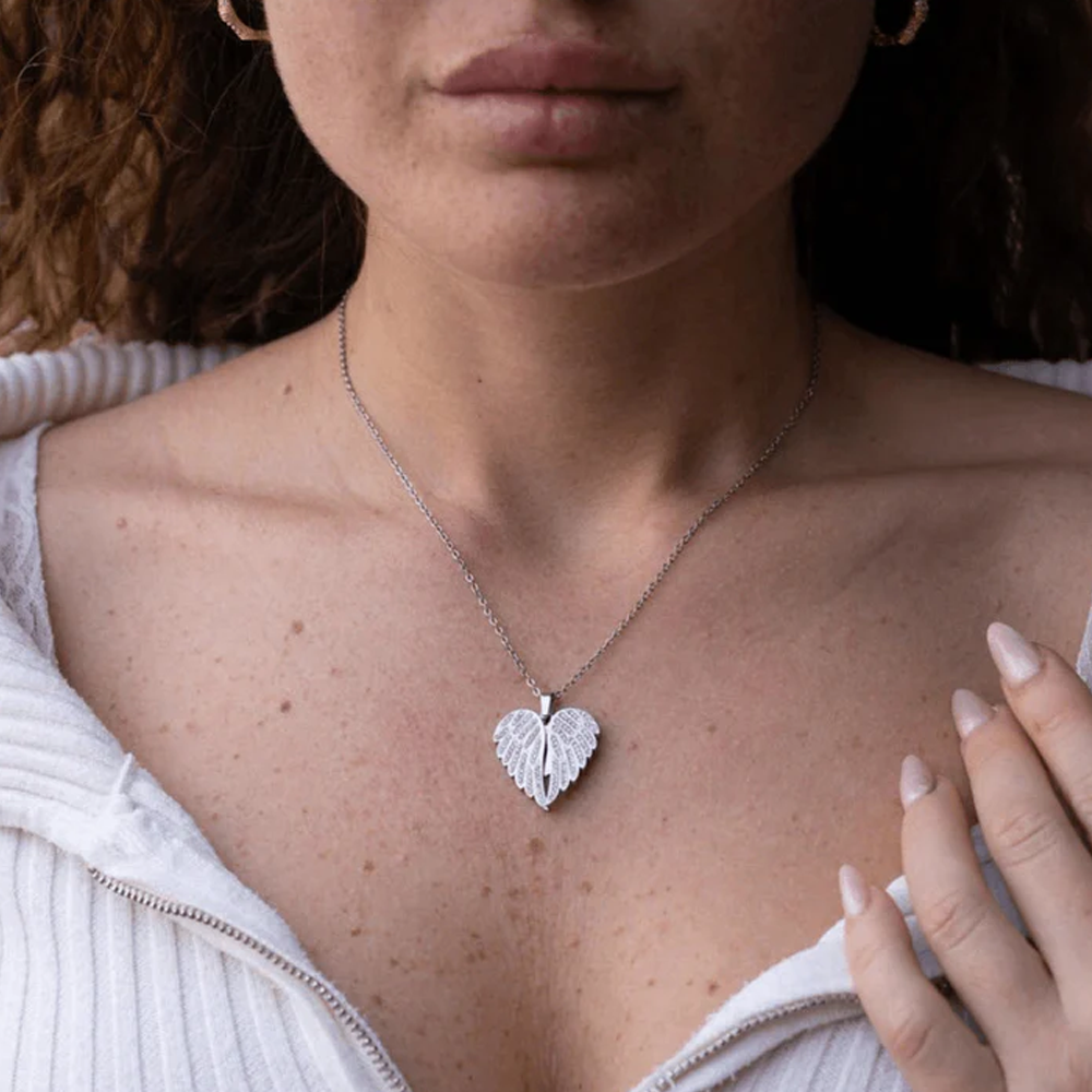 I will always hold you in my heart - Heart angel necklace