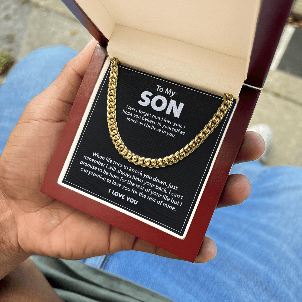 To My Son - Never Give Up Necklace - Gold