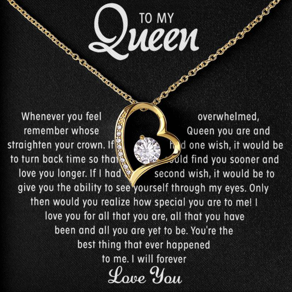 To my Queen - Forever in My Heart Necklace - Gold