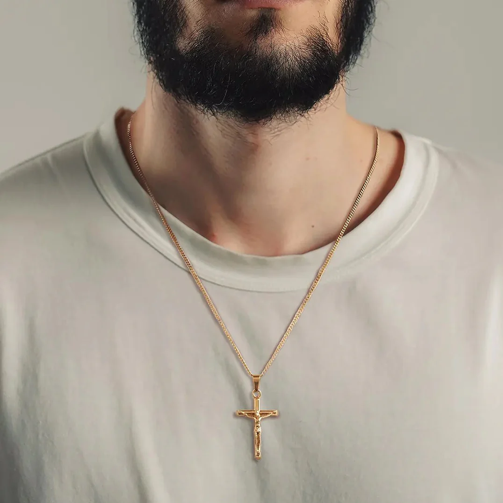 To My Husband - Cross Pendant - Gold