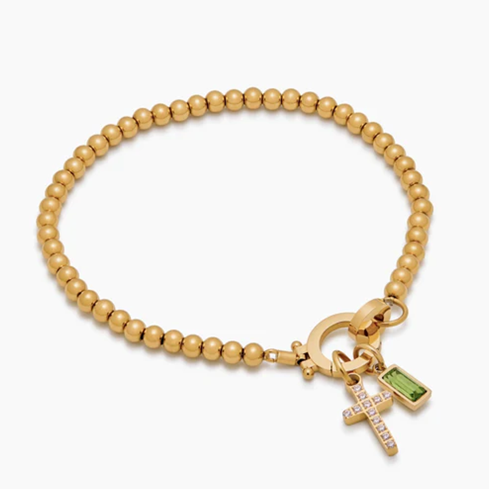 To my Daughter - Beaded Birthstone Cross Charm Bracelet