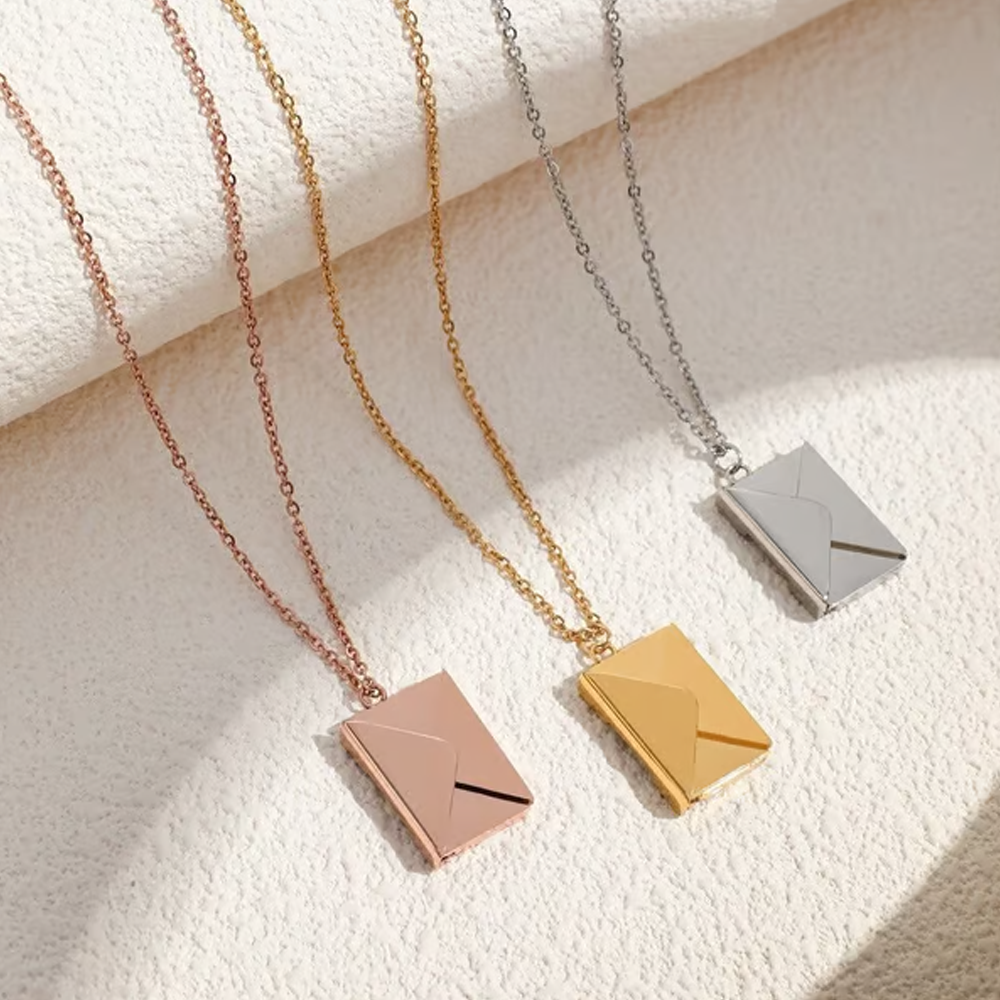 I Love you Mum - Envelope Necklace - Rose Gold