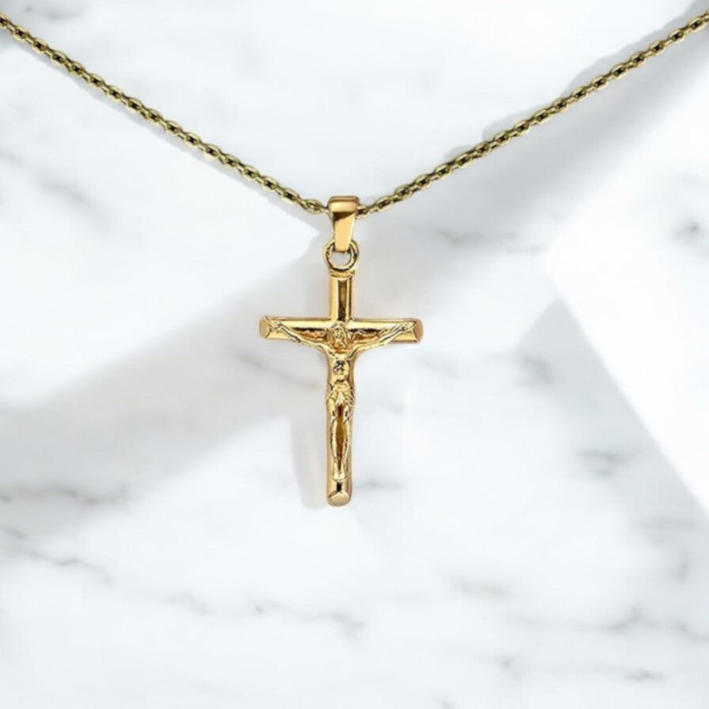 To My Husband - Cross Pendant - Gold