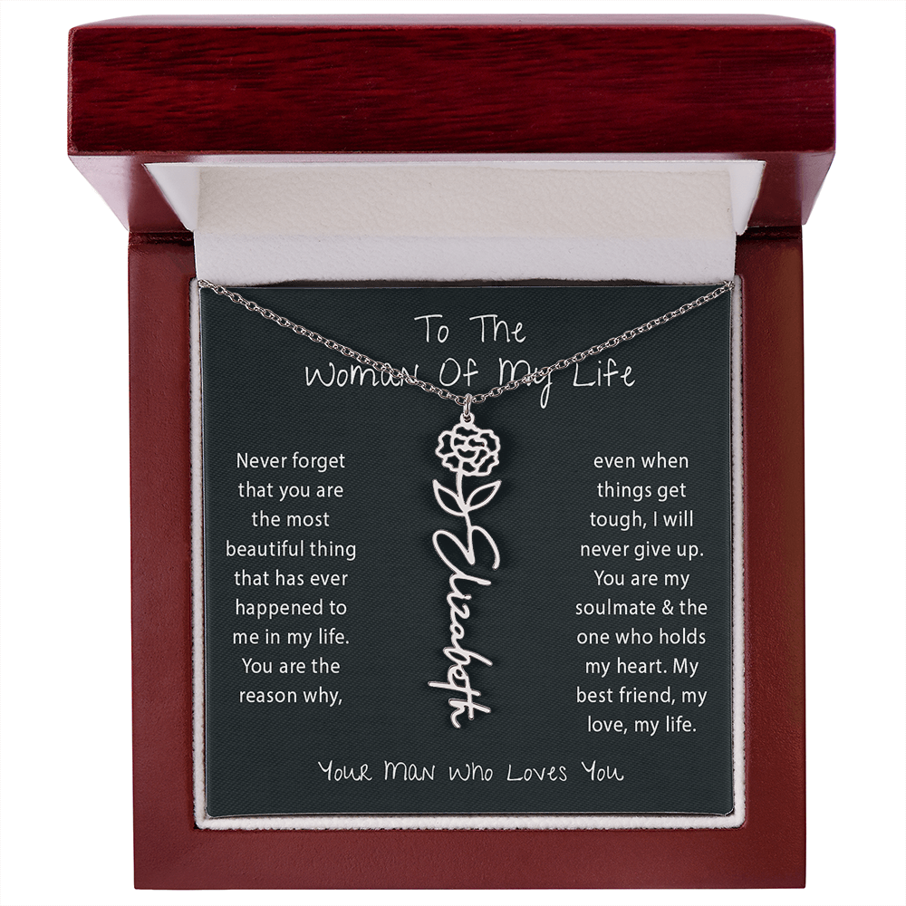 To The Love of My Life - Birth Flower Name Necklace