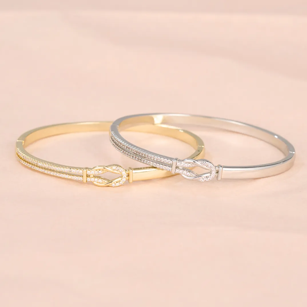 Knot Tied By God Mother-Daughter Bangle - Gold