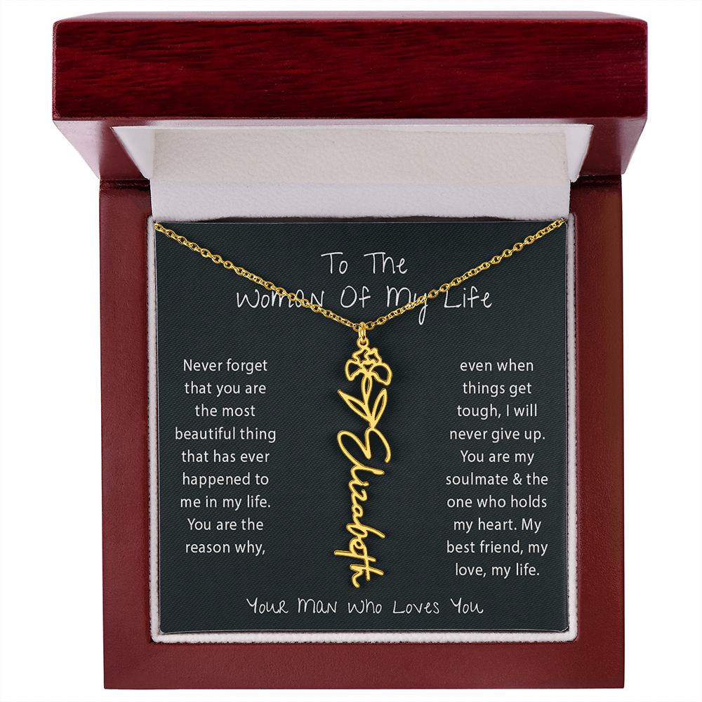 To The Love of My Life - Birth Flower Name Necklace