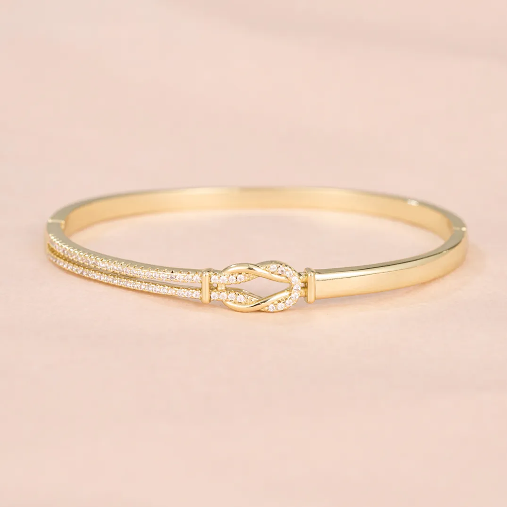 Knot Tied By God Mother-Daughter Bangle - Gold