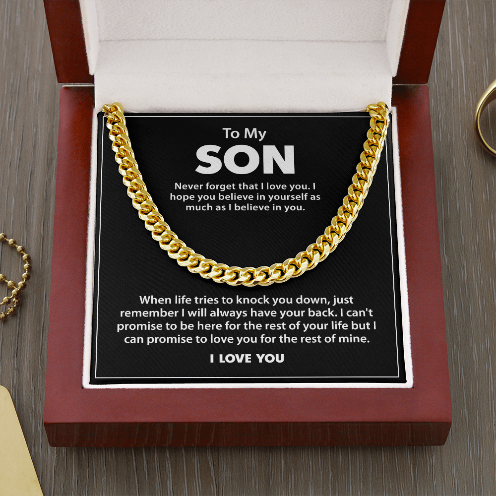 To My Son - Never Give Up Necklace - Gold