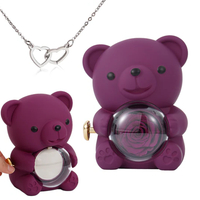 Rose Bear Giftbox - Engraved Heart Necklace - Gold