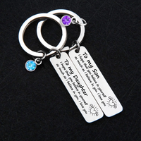 Family keychain - Birthstone keyring pendant