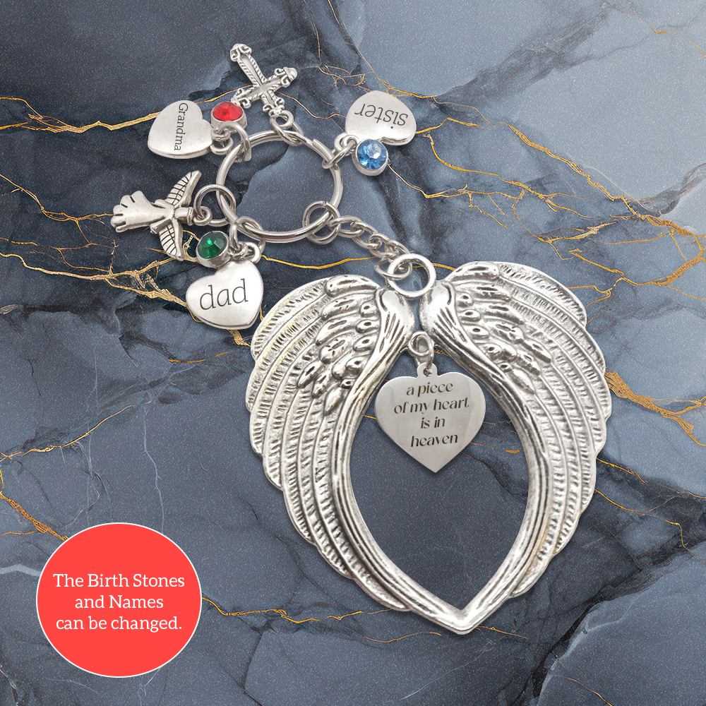 A piece of my heart is in heaven - Angel keychain