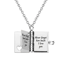 Never forget how much I love you - Book necklace - Gold