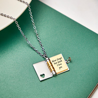 Never forget how much I love you - Book necklace - Gold