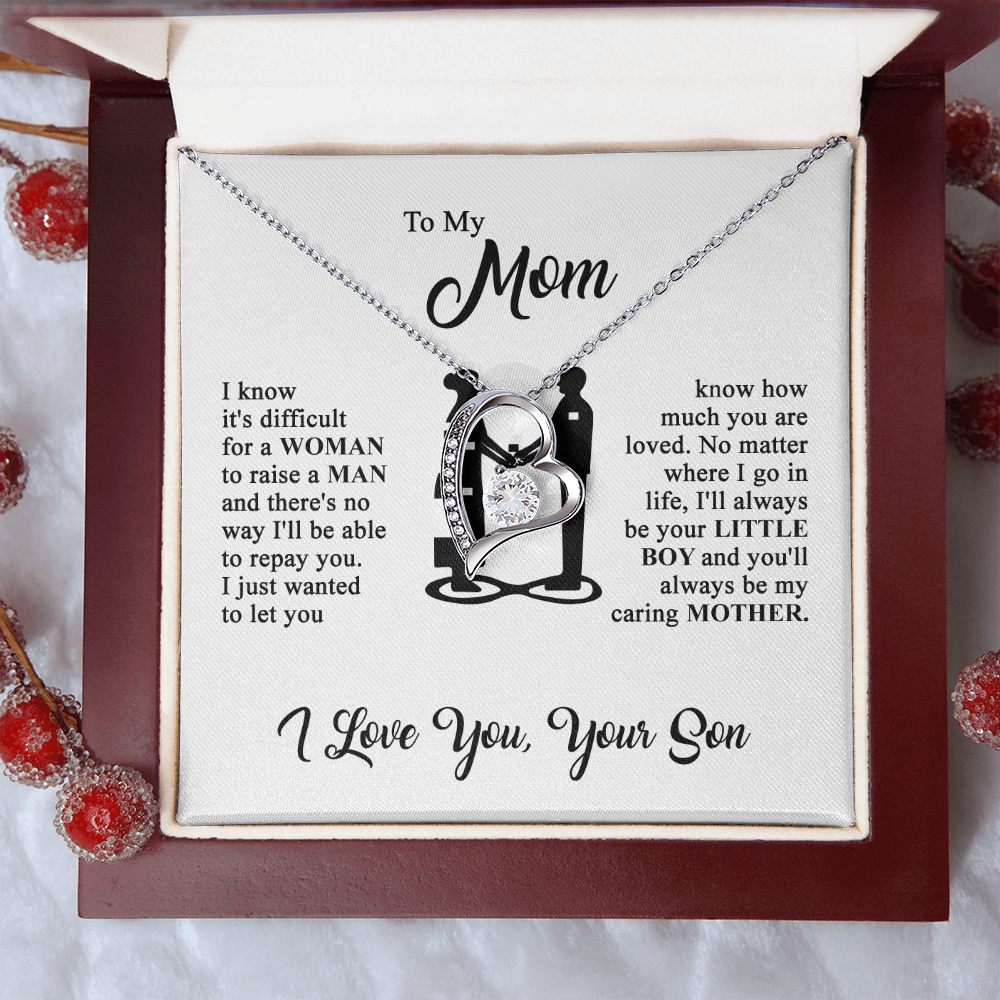 To My Mom - I Love You  - Heart Necklace