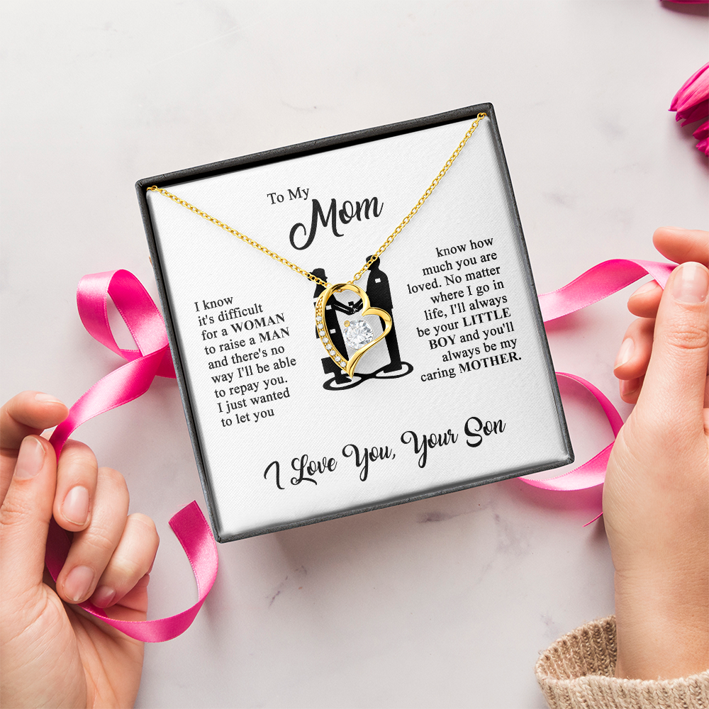 To My Mom - I Love You  - Heart Necklace