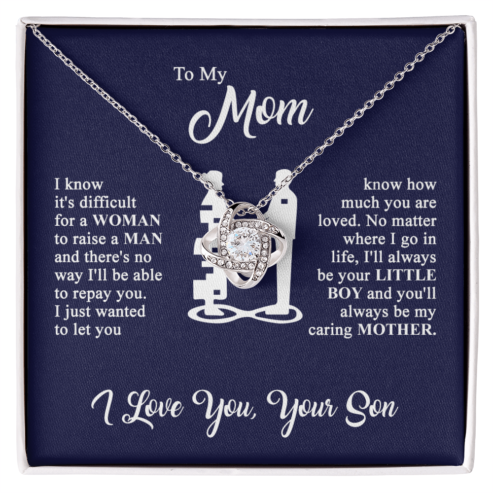 To My Mom - I Love You - Knot Necklace - Gold