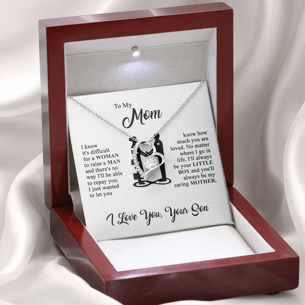 To My Mom - I Love You  - Heart Necklace