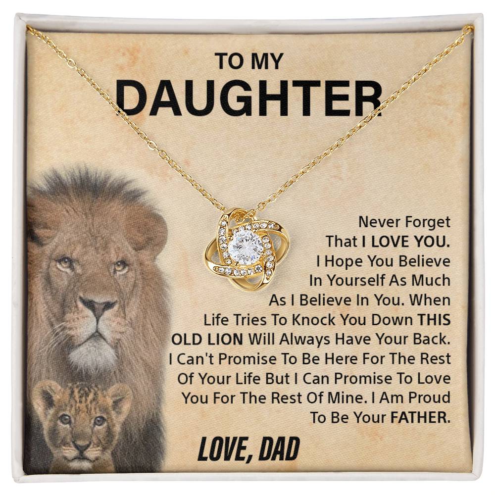 To my Daughter - Never forget - Love knot necklace - Gold