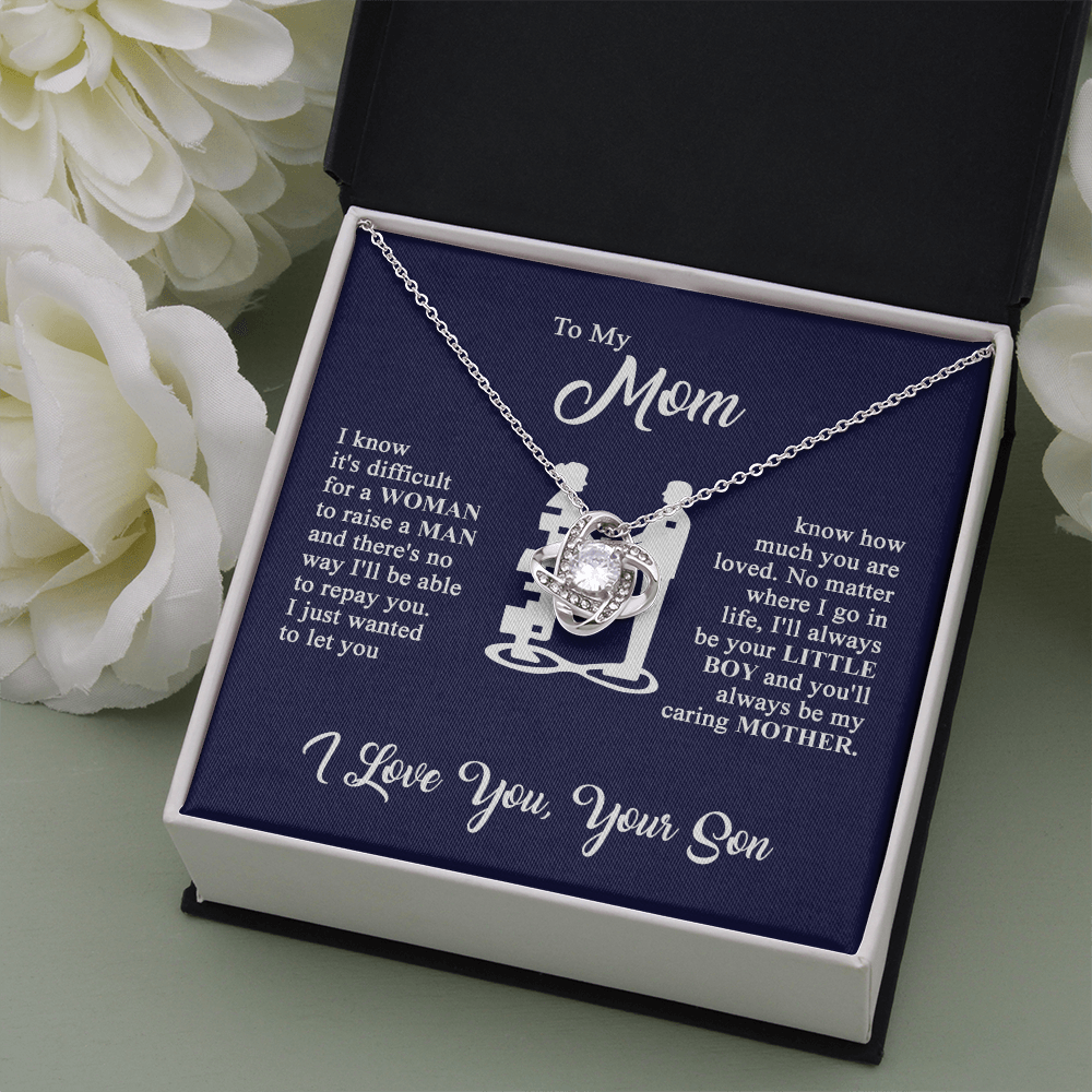 To My Mom - I Love You - Knot Necklace - Gold