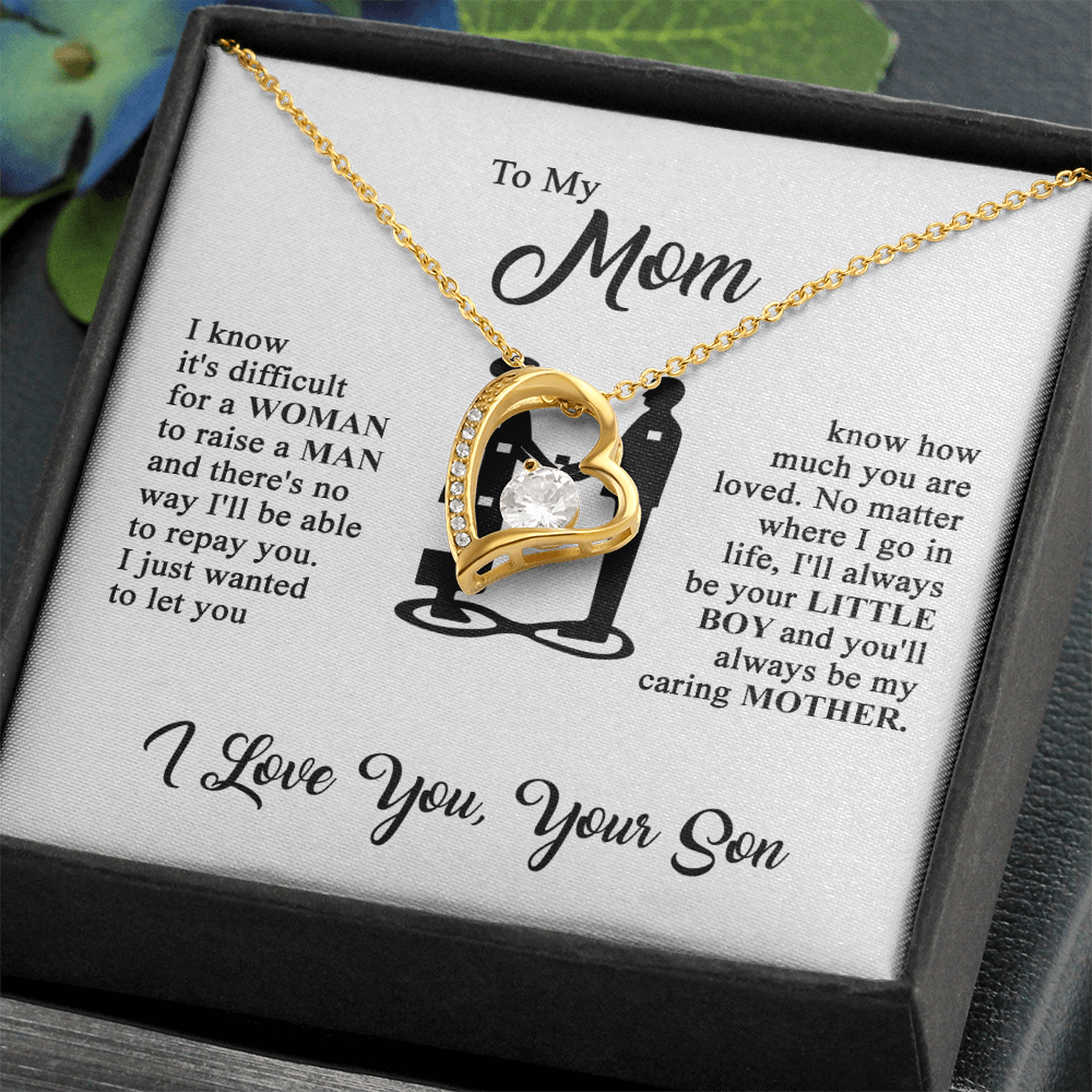 To My Mom - I Love You  - Heart Necklace