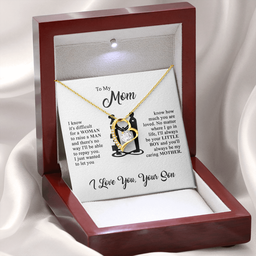 To My Mom - I Love You  - Heart Necklace