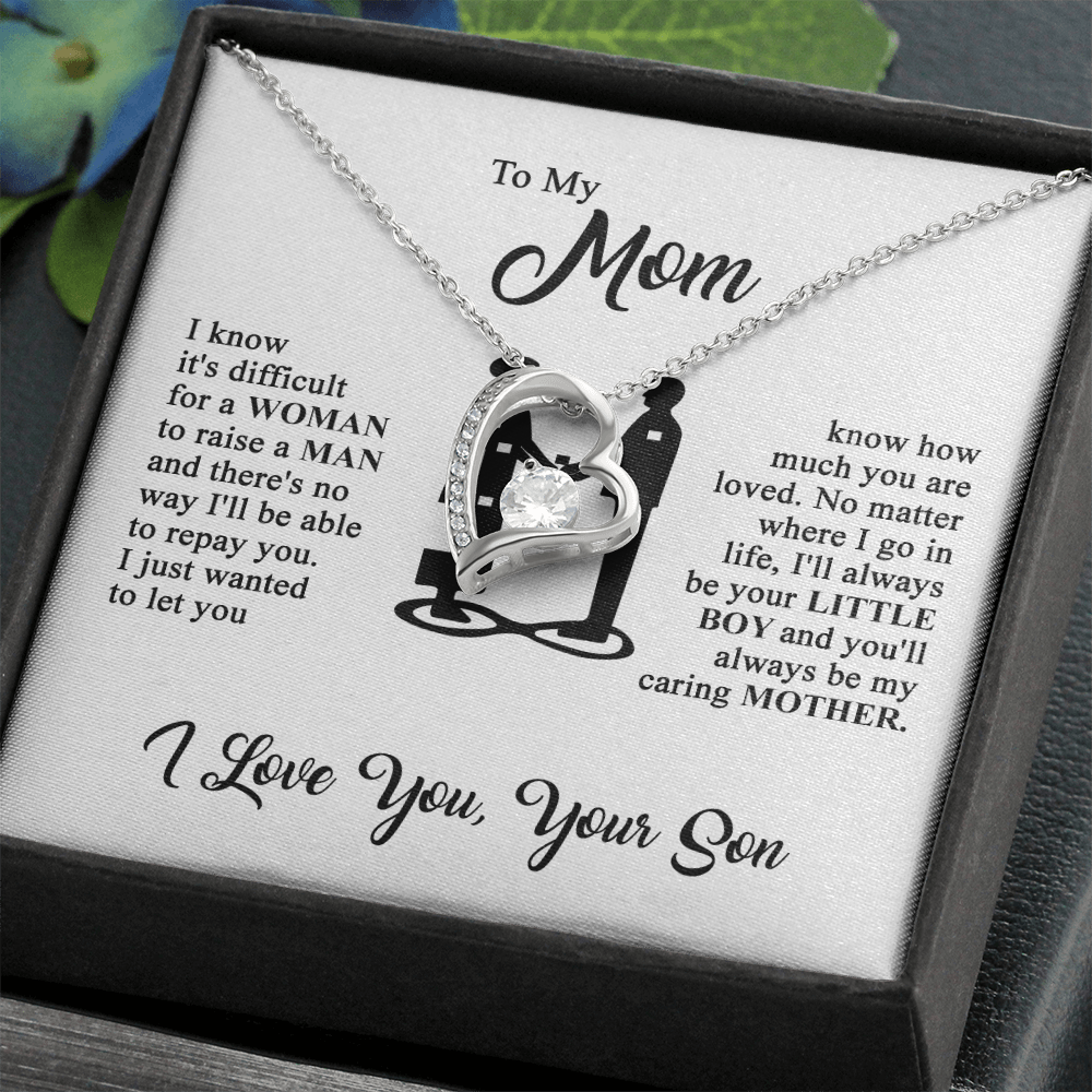 To My Mom - I Love You  - Heart Necklace - Gold