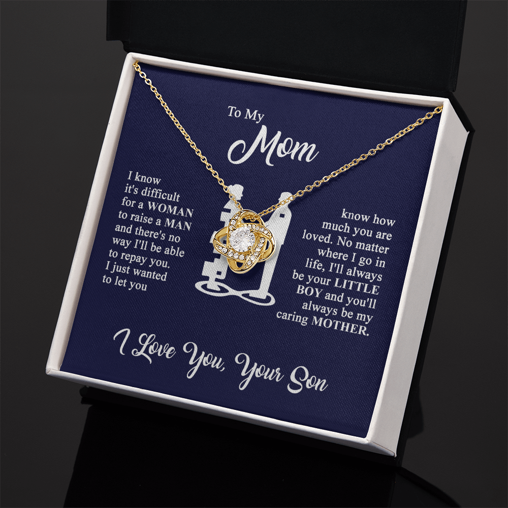 To My Mom - I Love You - Knot Necklace - Gold