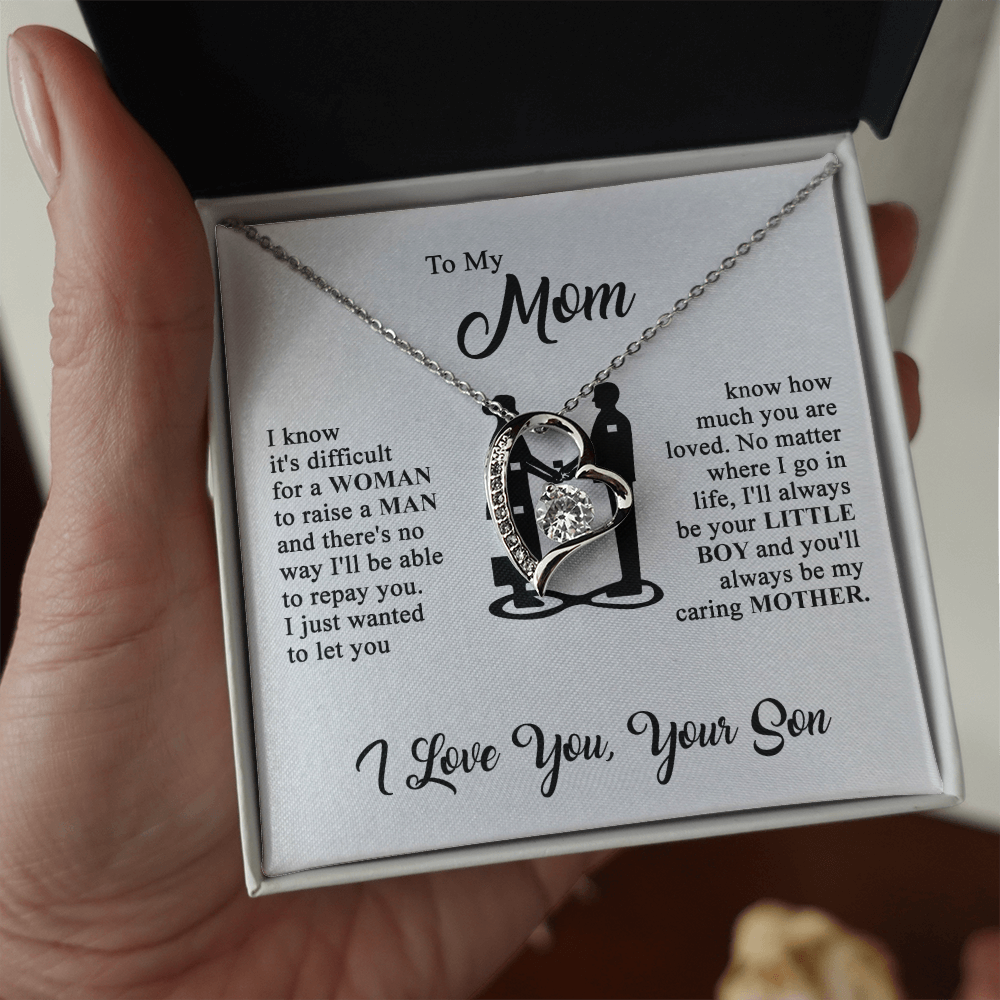 To My Mom - I Love You  - Heart Necklace - Gold