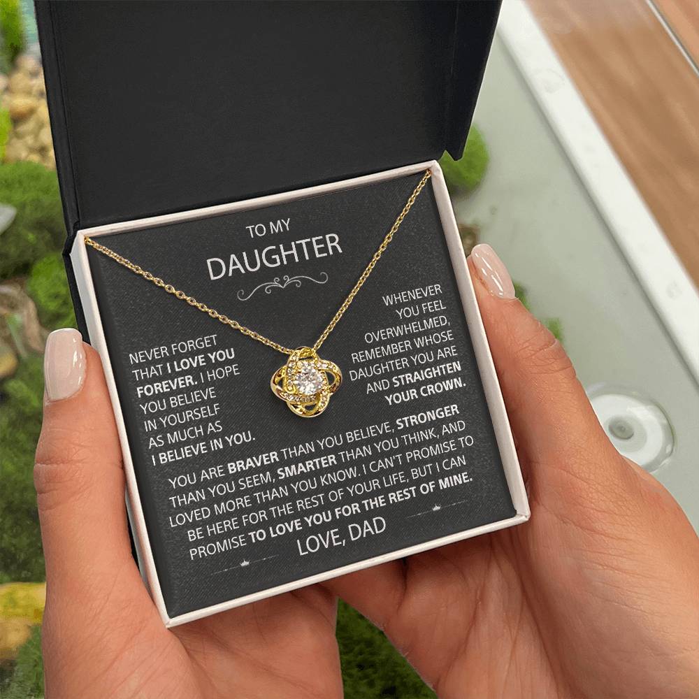 To My Daughter - Love Knot Necklace - Gold