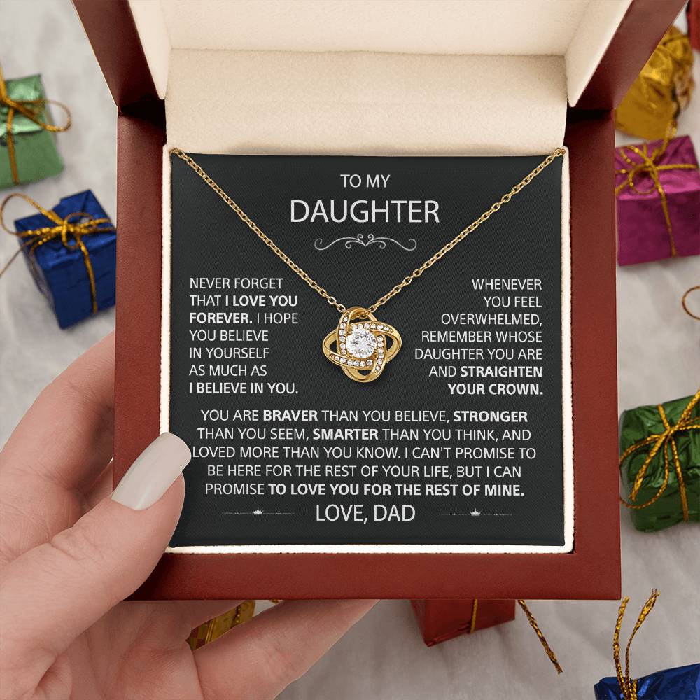 To My Daughter - Love Knot Necklace - Gold