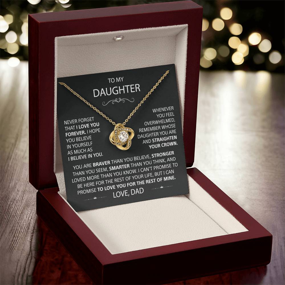 To My Daughter - Love Knot Necklace - Gold