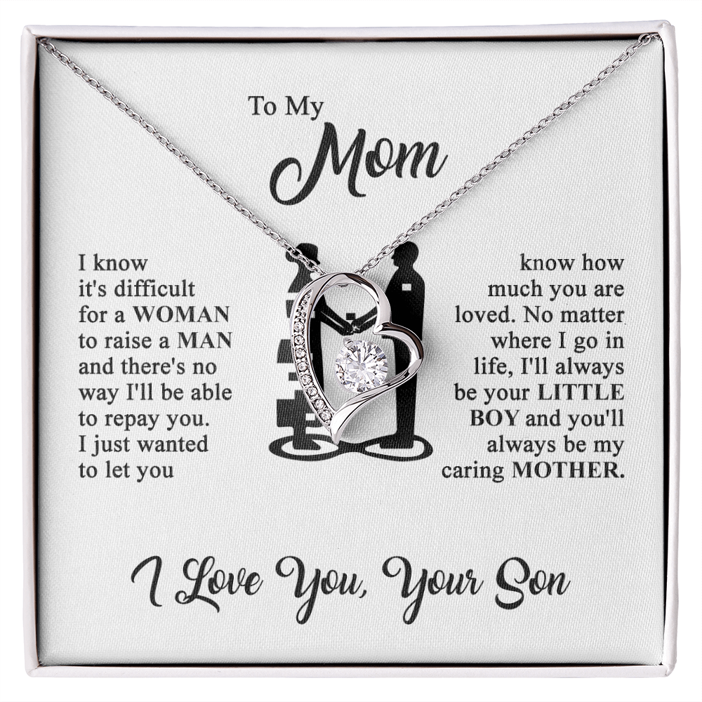 To My Mom - I Love You  - Heart Necklace - Gold