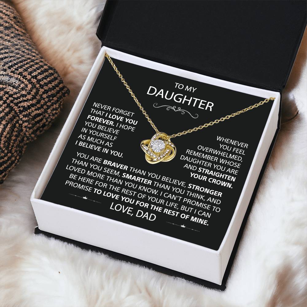 To My Daughter - Love Knot Necklace - Gold