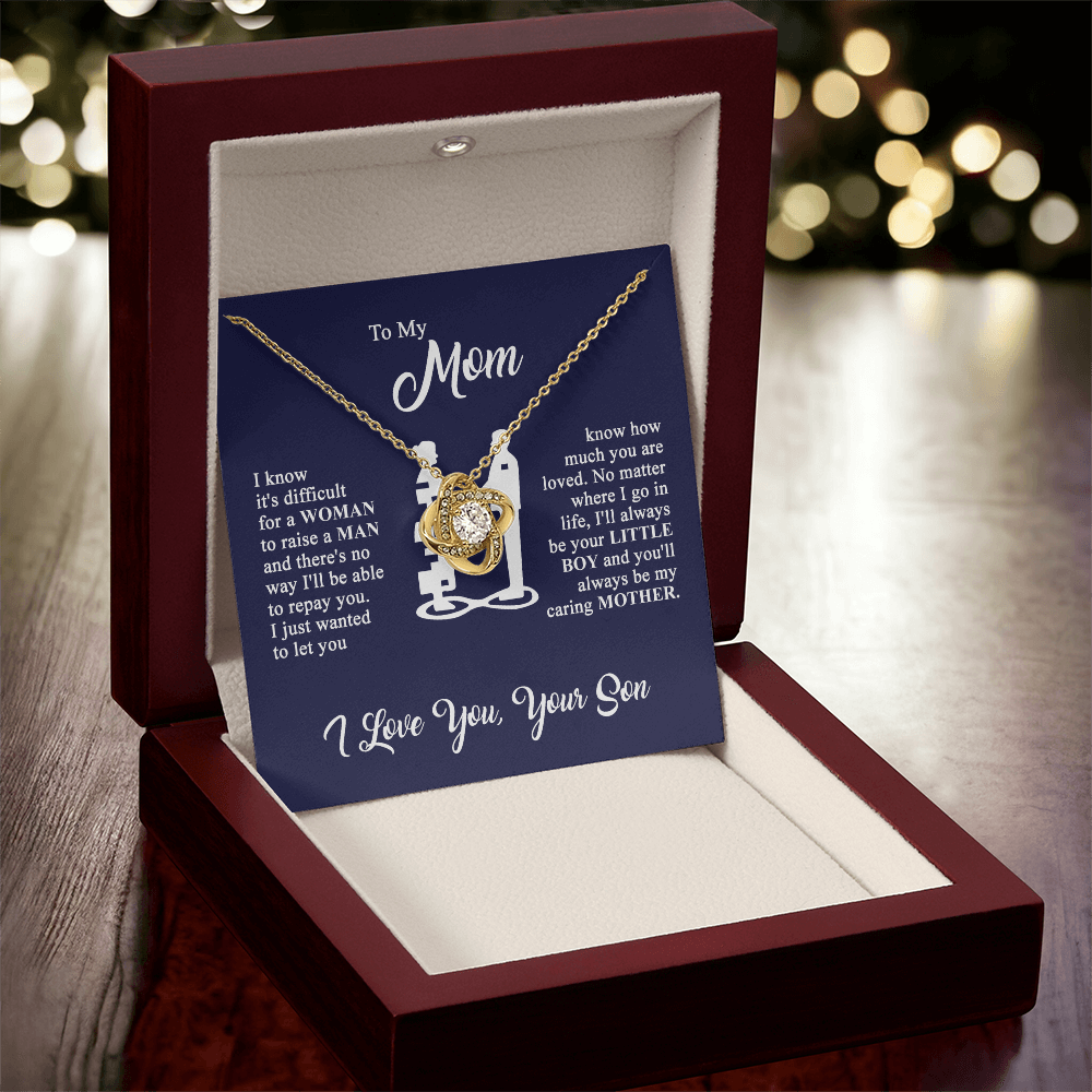 To My Mom - I Love You - Knot Necklace