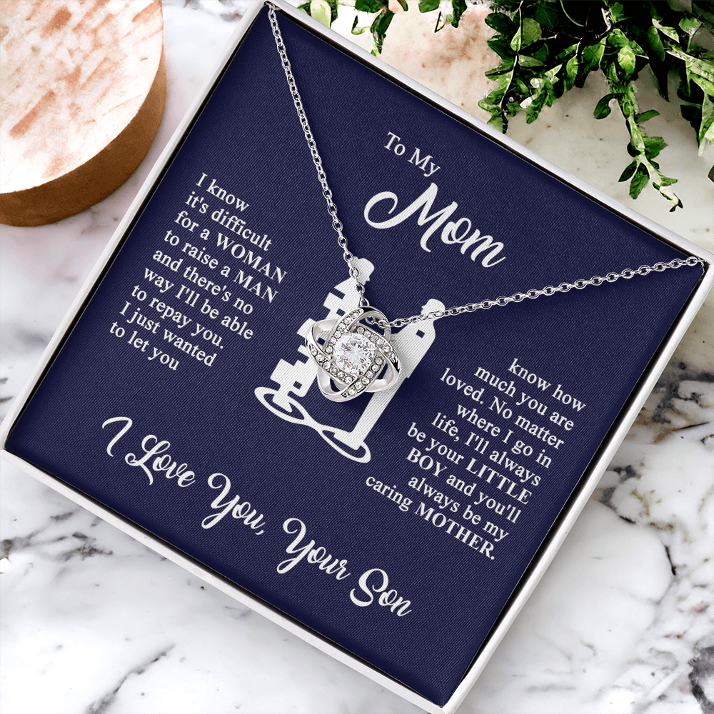 To My Mom - I Love You - Knot Necklace