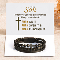 To my Son - "Pray through it" cross bracelet - Brown