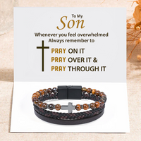 To my Son - "Pray through it" cross bracelet - Brown