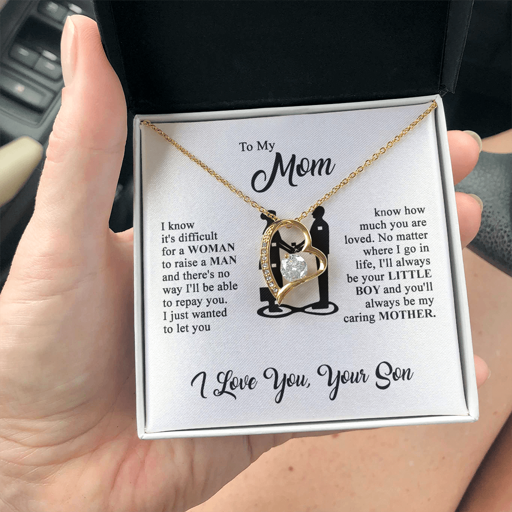 To My Mom - I Love You  - Heart Necklace