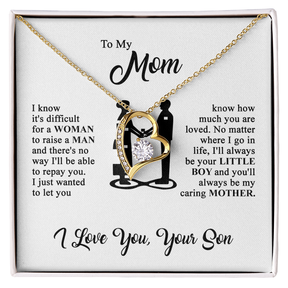 To My Mom - I Love You  - Heart Necklace